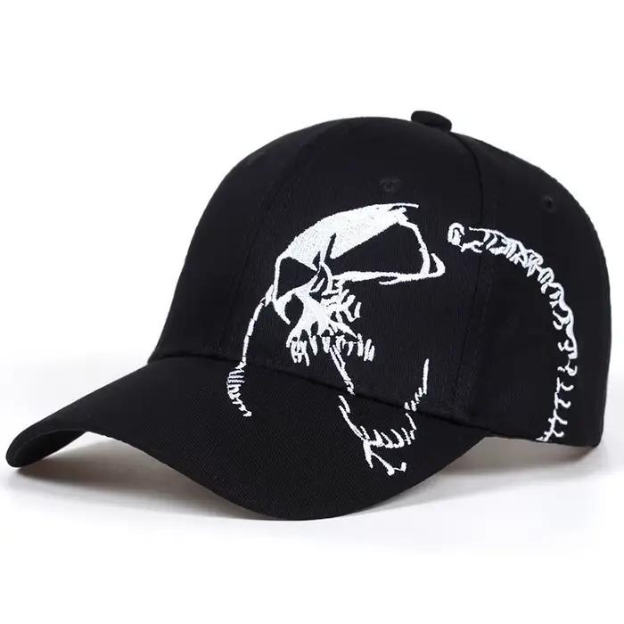 Casquettes de baseball unisexes avec broderie de motif de crâne latéral