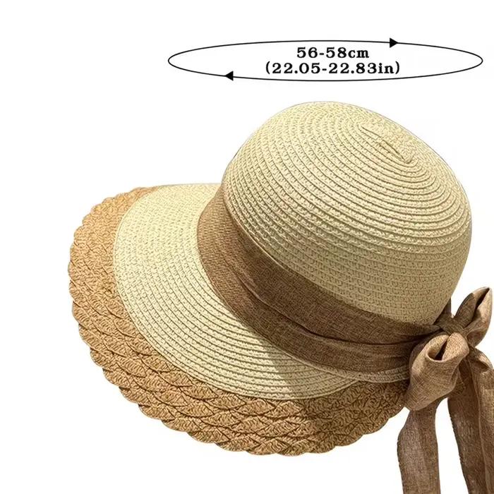 Grand chapeau de paille à nœud en dentelle