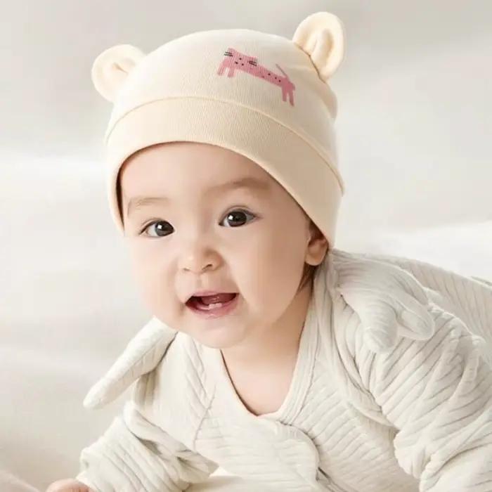 Chapeau d'animal imprimé pour bébé unisexe doux et respirant pour garçon fille 0-3 mois occasions spéciales
