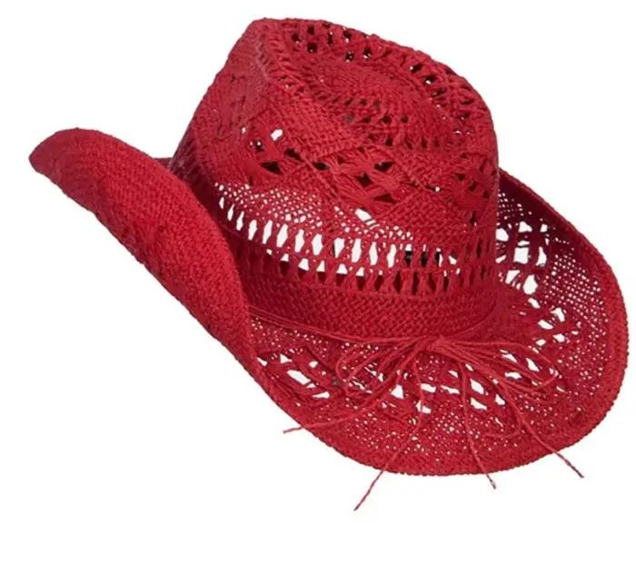 Chapeau de paille Cirboy unisexe pour hommes et femmes, élégant et sportif, rouge, tissé à la main, fleur de malan, chapeau de soleil d'été, plage, printemps et été
