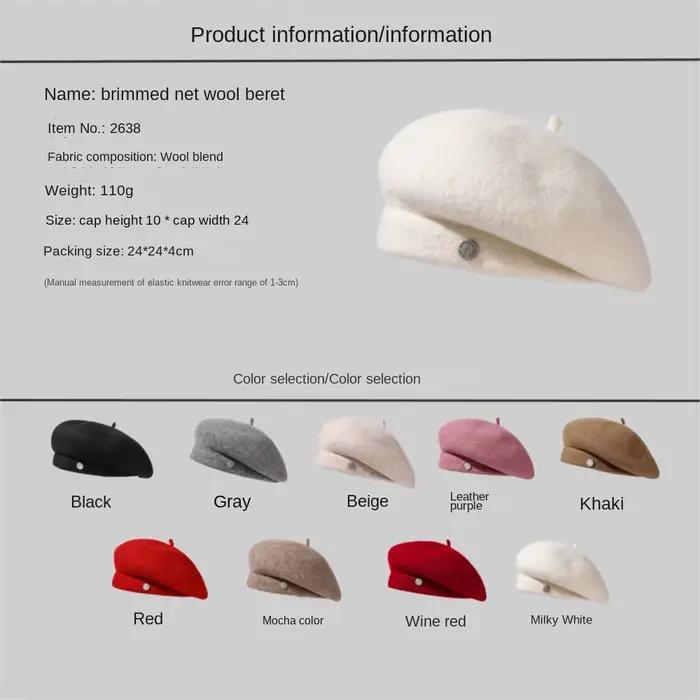 Béret chapeau femmes automne hiver lumière luxe laine mélange montrer visage petit peintre de mode chapeaux angleterre rétro bourgeon casquette