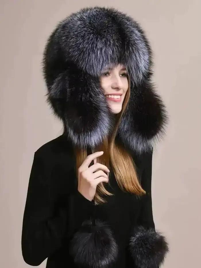 Chapeau d'hiver en vraie fourrure de renard pour femmes et hommes