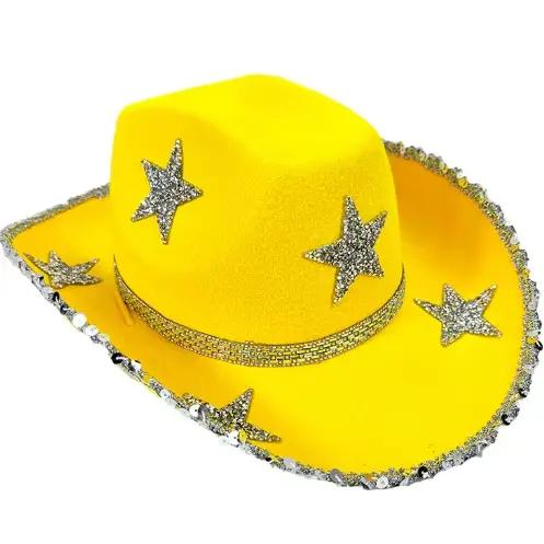 Chapeau occidental à paillettes de diamant pour femmes