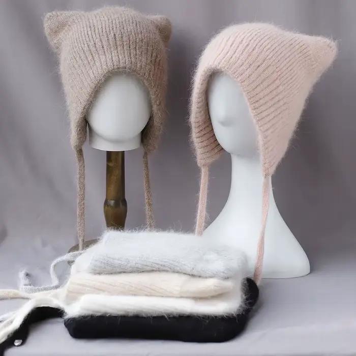Chapeau profond d'extérieur en cachemire avec oreilles