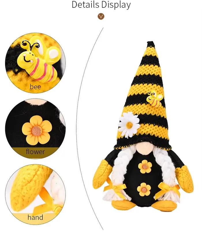 Chapeau tricoté Bee Day avec poupée sans visage Daisy Rudolph