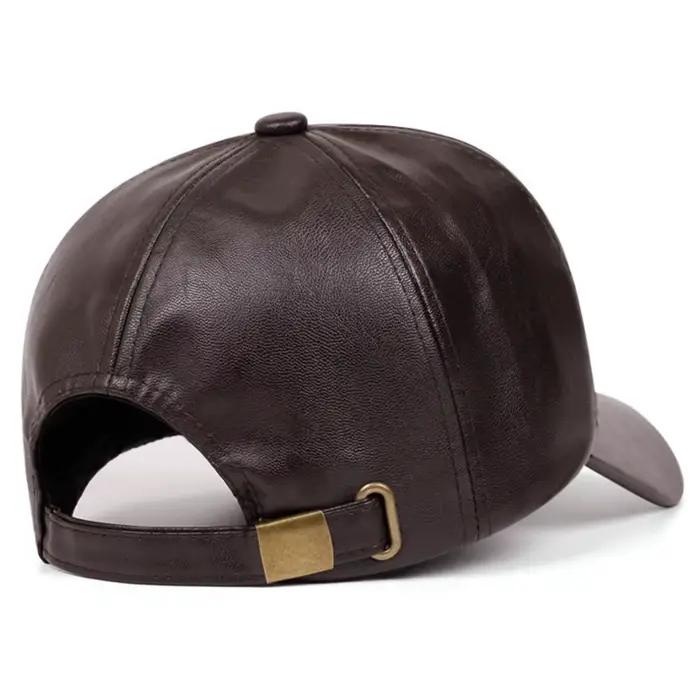 Casquette de baseball réglable en cuir PU pour homme