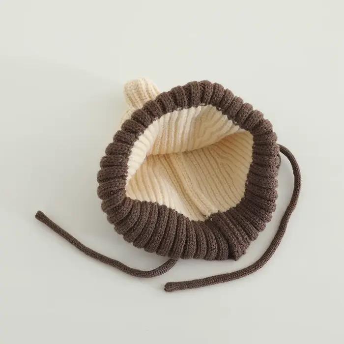 Enfants tricoté chapeau 45-48CM 0-2 ans casquette bonnet avec oreillettes dessin animé Animal hiver chaud