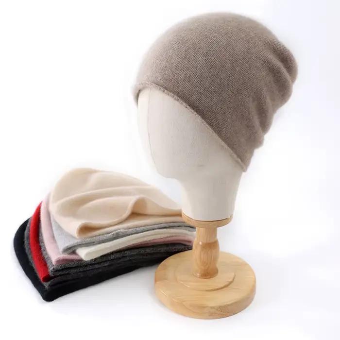 Chapeau en cachemire solide MVLYFLRT pour hommes et femmes, ensemble écharpe, chapeau et gants, tricoté, blanc, beige, champagne, gris clair, gris foncé, rose, rouge, noir