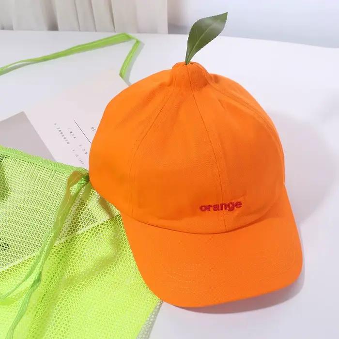 Casquette de baseball en coton orange avec visière