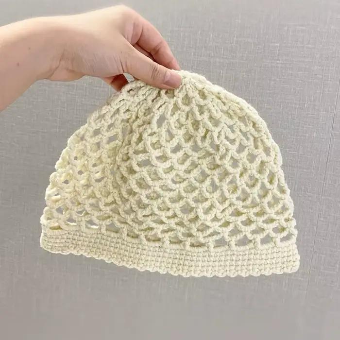 Chapeau creux tricoté à la main unisexe pour homme et femme style sport mélange de coton solide quatre saisons plage occasiонnels