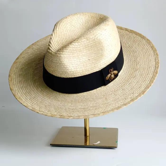 Chapeau Fedora Jazz en feuille de palmier pour femmes et hommes, protection solaire, style sportif, idéal pour l'été, la plage et les vacances