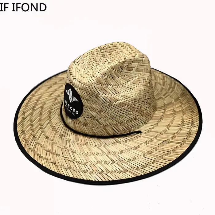 Chapeau de sauvetage en paille avec corde attachée pour femmes et hommes style sport protection solaire plage printemps automneextérieur