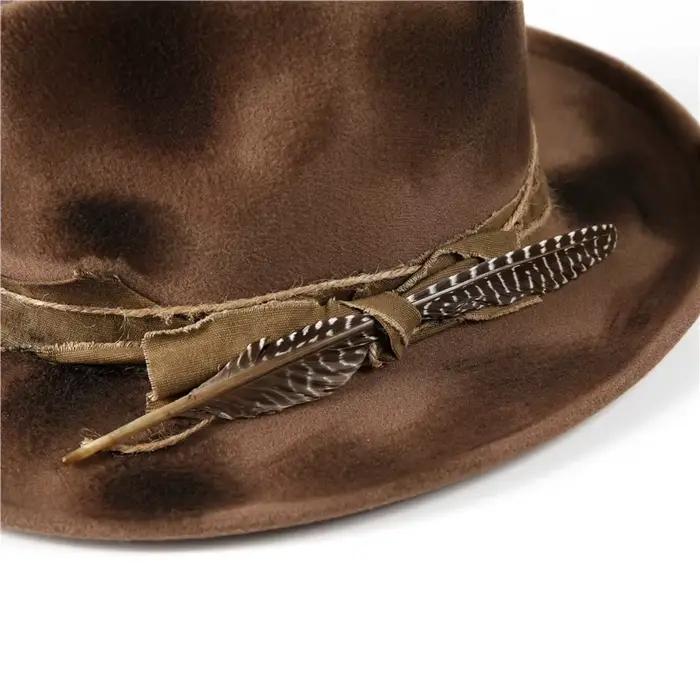 American Vintage Distressed Wool Fedora Hat