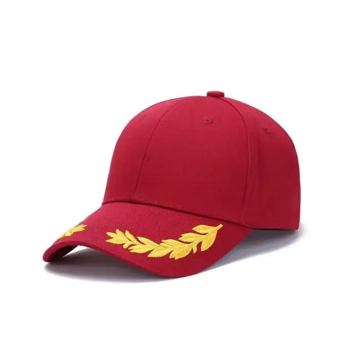 Casquette de baseball en point de blé - Chapeau de soleil en coton à 6 panneaux avec boucle en laiton réglable en plein
