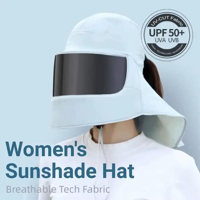 Chapeau de protection solaire respirant anti-UV avec masque intégré effet miroir/transparent