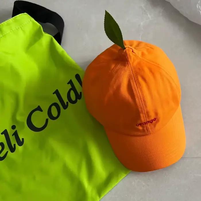 Casquette de baseball en coton orange avec visière