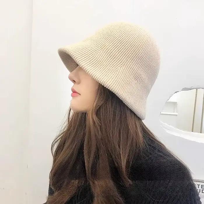 Chapeau de seau tricoté en coton élégant pour femmes voyage et occasions hivernales et automnales