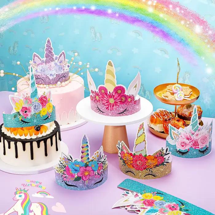 24 chapeaux d'anniversaire licorne en papier