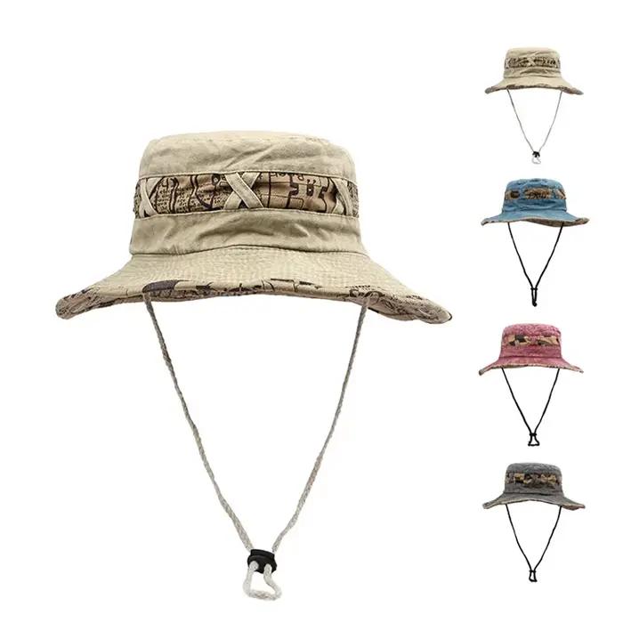 Chapeau de plein air en coton lavé unisexe pour hommes et femmes, protection solaire, patchwork, style sport, décontracté, pêche, randonnée, été