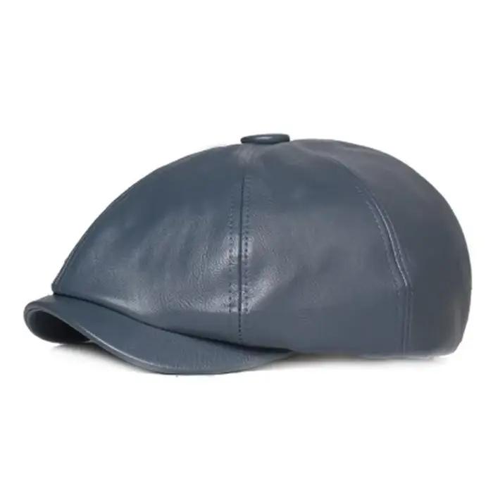 Béret octogonal en cuir pour hommes et femmes