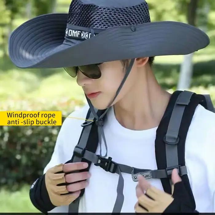 Chapeau de soleil d'été WRELS en coton avec bord large de 15 cm protection UV pour hommes et femmes plage randonnée pêche occasions spéciales
