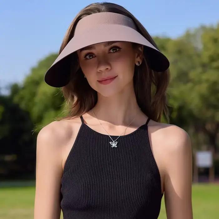 Chapeau de soleil pour femme protection solaire anti-UV polyester tricoté bord ample design moderne pour femmes sorties estivales activités extérieures printemps été