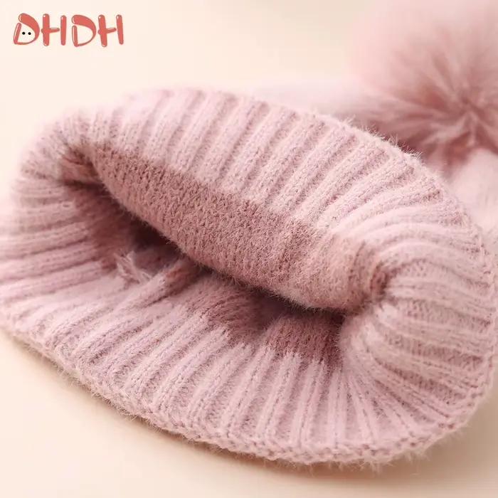 Chapeau d'hiver en tricot pour enfants mignon avec pompon doublure en coton pour bébés garçons et filles occasions spéciales automne hiver