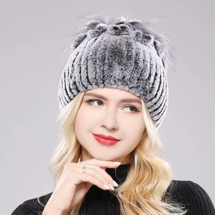 Chapeau de bombardier JbenikY en fourrure de lapin Rex et de renard pour femmes, élégant et réchauffant, idéal pour les occasions hivernales et le confort quotidien