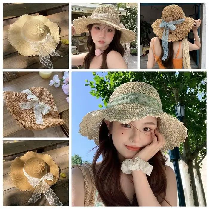 Chapeau de paille pliable pour femme