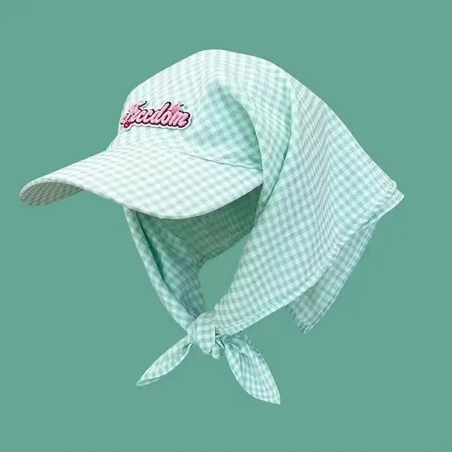 Chapeau foulard à carreaux de conception coréenne pour l'ombrage et la Protection solaire en plein air