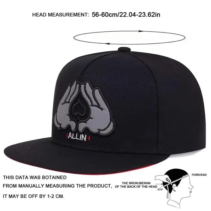 Casquette Snapback Hip Hop en Coton Noir Brooklyn pour Hommes