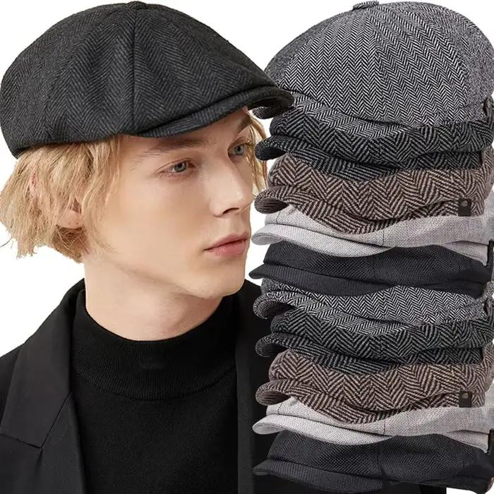 Vintage rétro casquettes chapeau hommes peintre britannique chapeaux mode automne hiver bérets à chevrons casquette