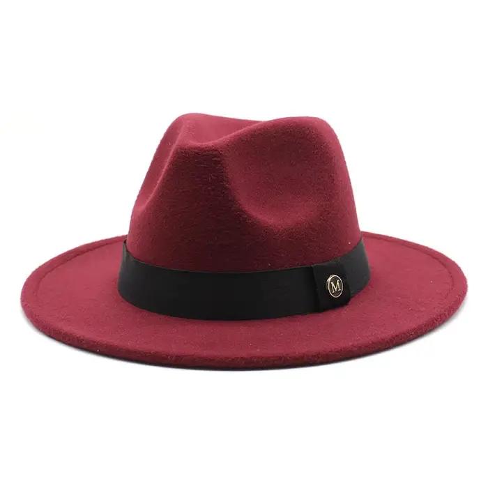 NEWWool Fedora chapeau pour femmes hommes hiver automne mode église Jazz chapeaux Viking britannique plat bord feutre