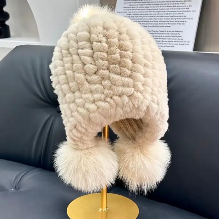 Véritable Rex lapin fourrure chapeau mode grand renard