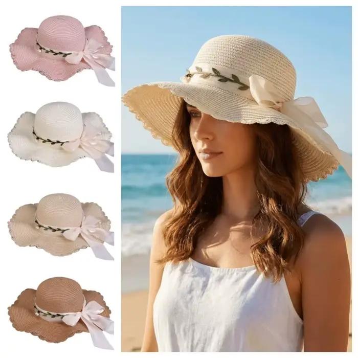 Chapeau de paille coloré avec nœud