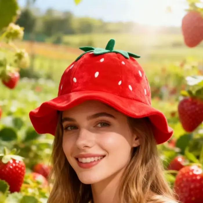 Chapeau au design mignon en forme de fraise