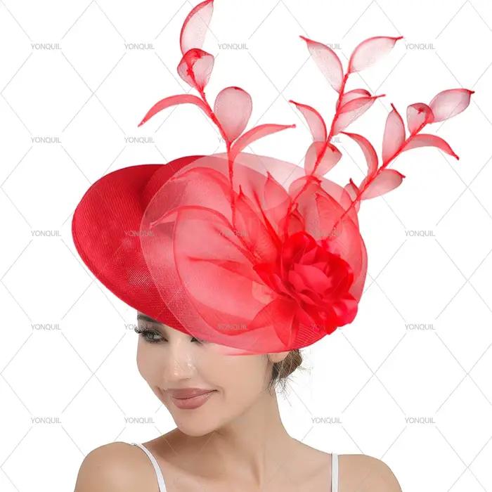 Chapeau Sinamay à grandes fleurs dorées pour femmes