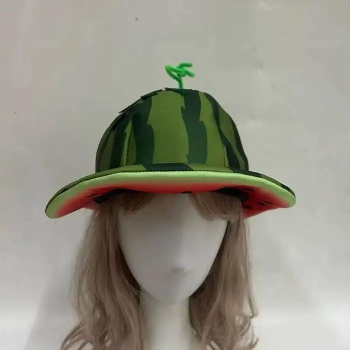 Chapeau de soleil pastèque créatif en spandex confortable et amusant pour Halloween et autres occasions festives
