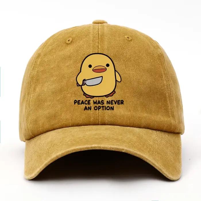 Chapeau de baseball imprimé lettre canard jaune pour hommes et femmes
