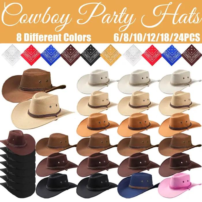Lot de 6-24 chapeaux de cowboy pour homme et femme