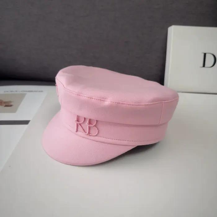 Casquettes Baker Boy en coton/lin ornées de monogrammes roses pour femmes