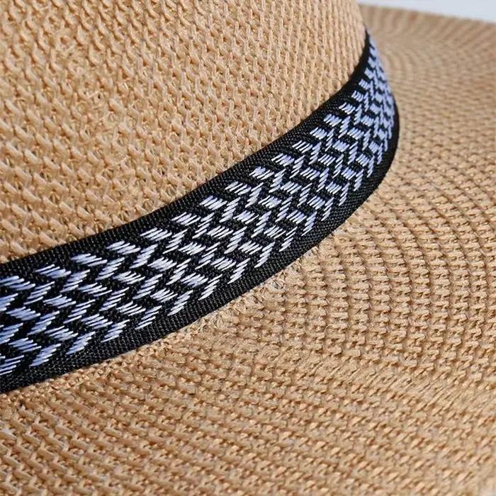 Chapeau de paille unisexe tendance couleur unie pour hommes et femmes