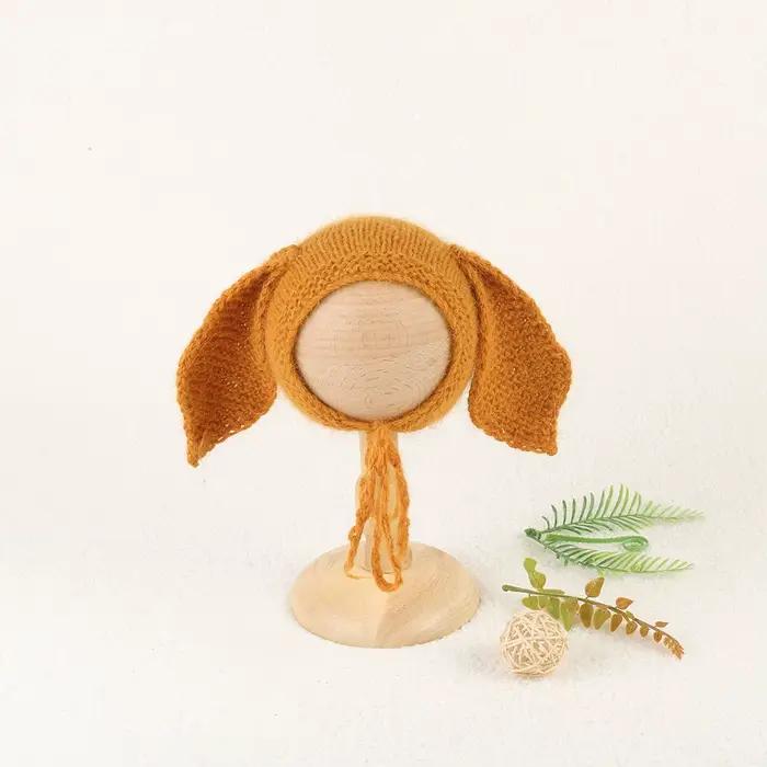 Bonnet de lapin Angora tricoté doux et extensible