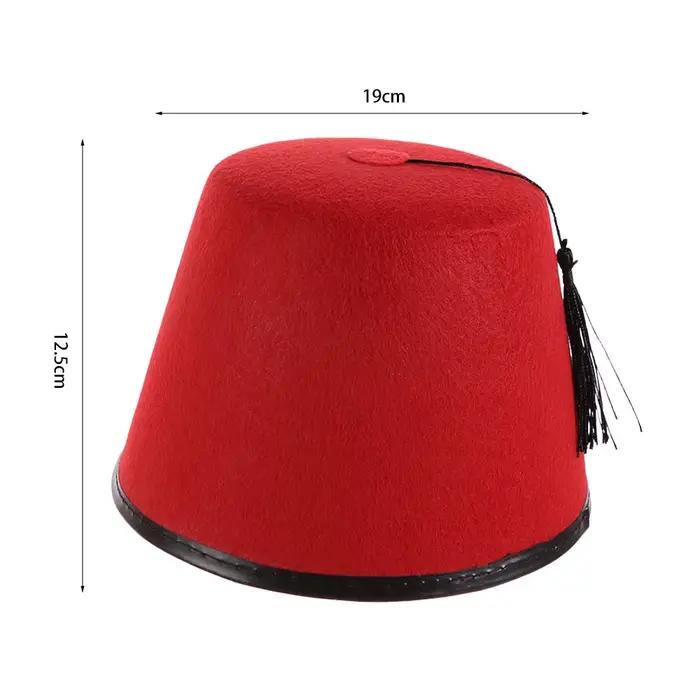 Chapeau Fez en feutre de laine saphir profond, chapeau turc avec pompons, accessoire avant-garde pour homme et femme, idéal pour les fêtes et sorties, offre festive