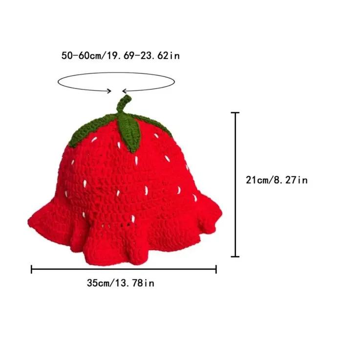Chapeau de pêcheur fait main mignon avec motif fraise