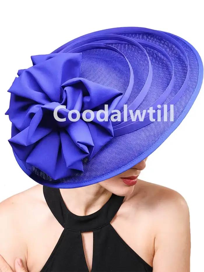 Grand Chapeau Fascinateur Femme Lin Élégant Mode Fête Occasions Spéciales