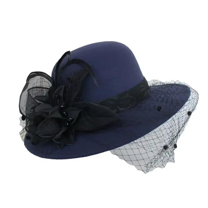 Chapeau en Laine &agrave; Grands Bords Hepburn pour Femmes Occasions Sp&eacute;ciales Blanc Gris Gris Fonc&eacute; Jaune Rouge Vert Arm&eacute;e Noir Vert
