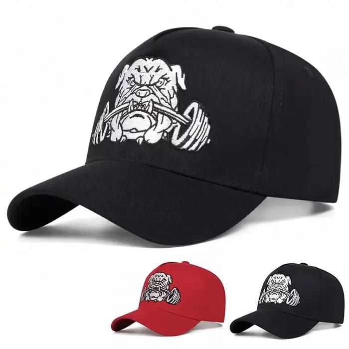 Casquette de Baseball unisexe avec haltères bouledogue brodés