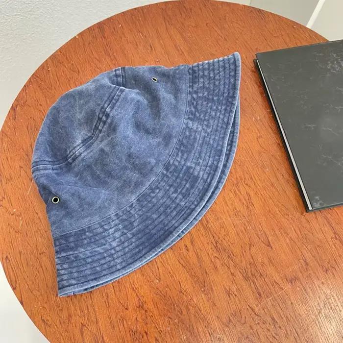 Chapeau de pêcheur rétro délavé pour couples design fin en coton uni pour homme et femme occasions décontractées été hiver