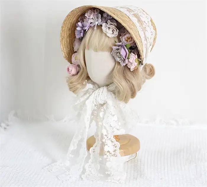 Chapeau de paille Lolita fait à la main